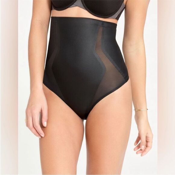 NWT SPANX High-Waisted Stretch Black Thong Size: XL - Picture 1 of 6